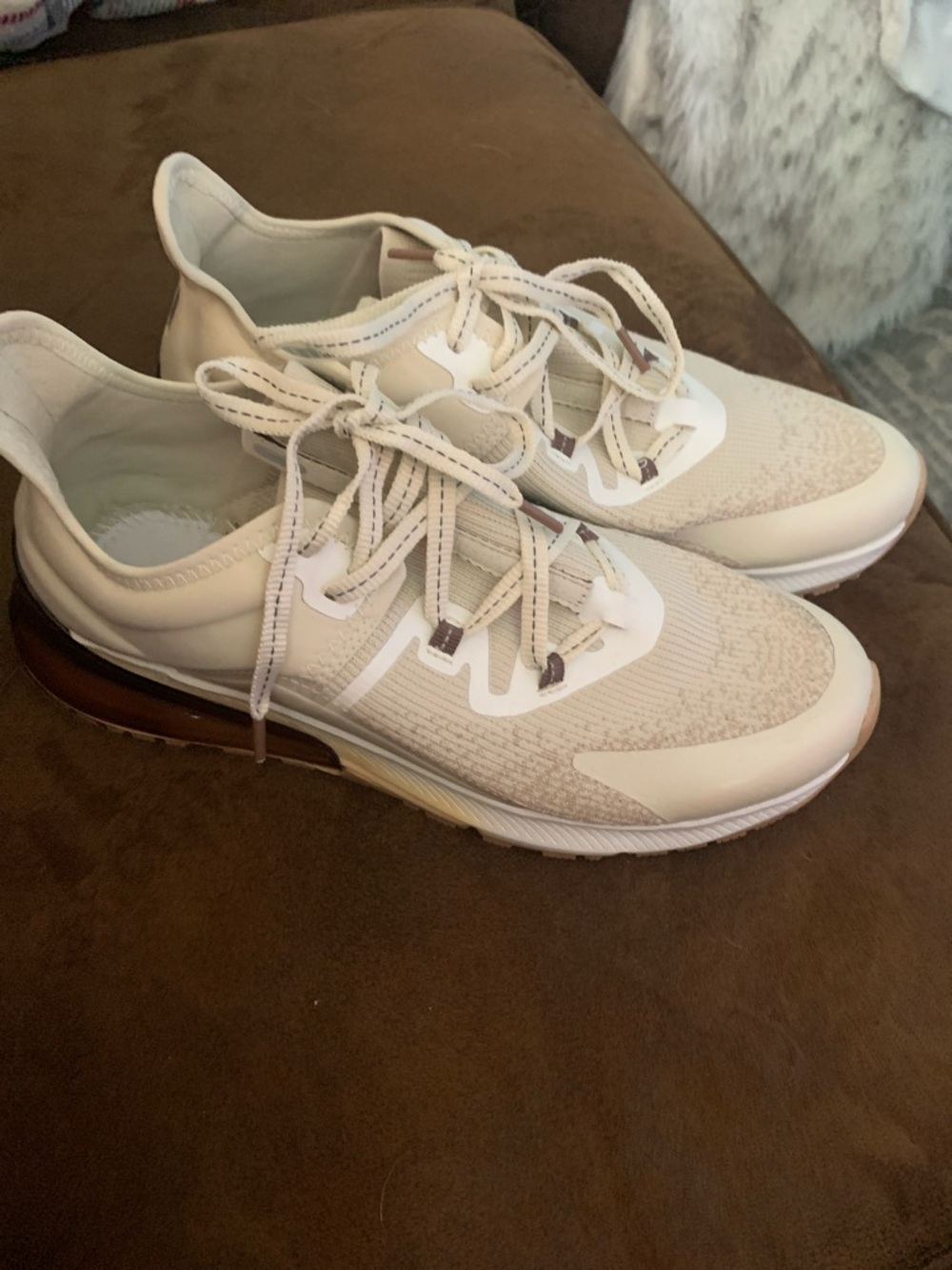 Shoes For Crews Cream and White Knit Lace-Up Women's Sneakers